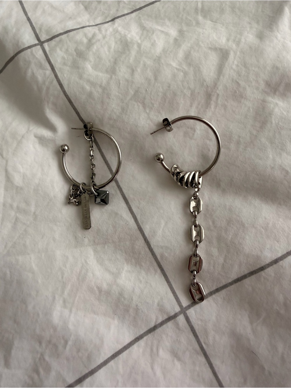 Justine Clenquet Silver-Tone Asymmetrical Earrings (Sam Earrings)